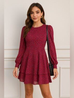 Ditsy Floral Print Chiffon Mini Dress